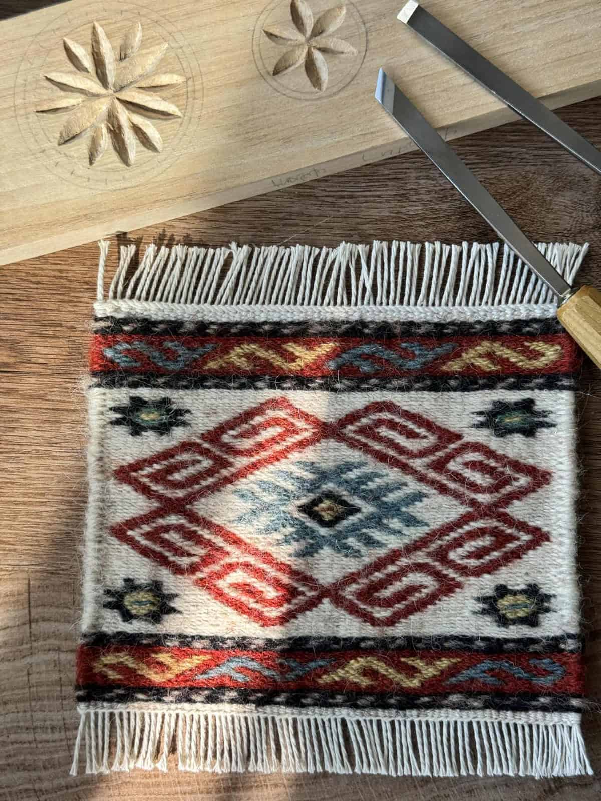 Sun Star Armenian Carpet in the sumak technique.