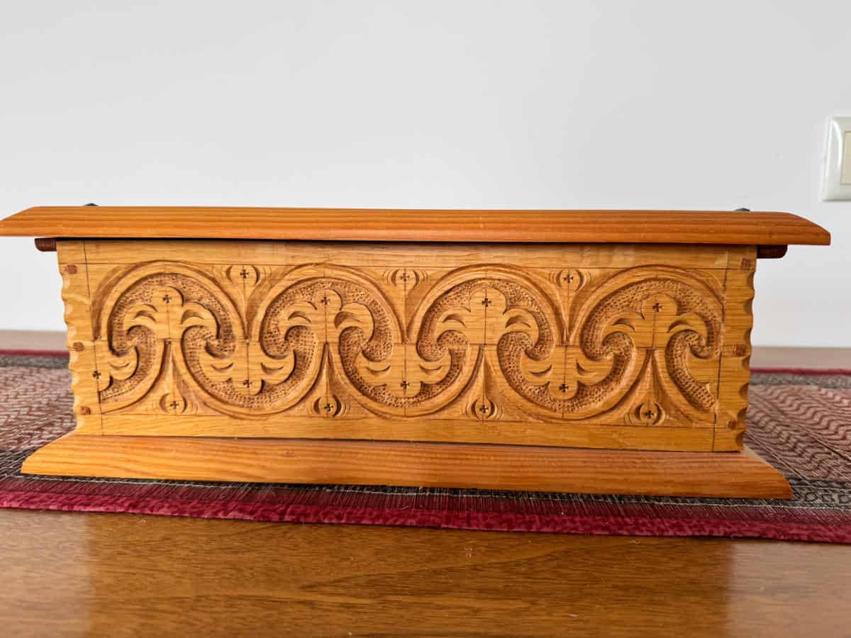 White Oak carved box in 17th century style.