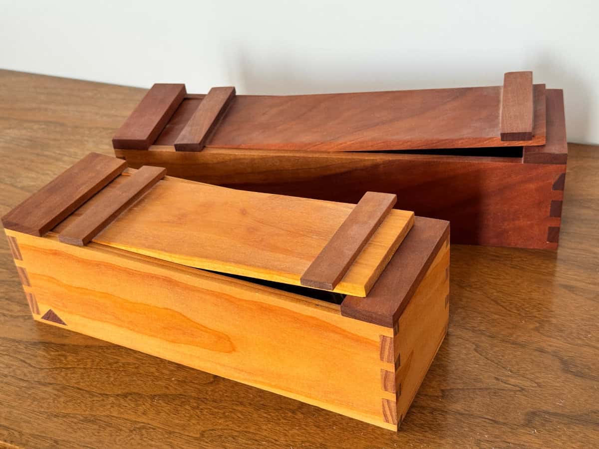 Japanese style boxes with mystery lids.