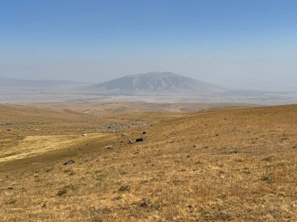 View down the valley of Aragats where we parked.
